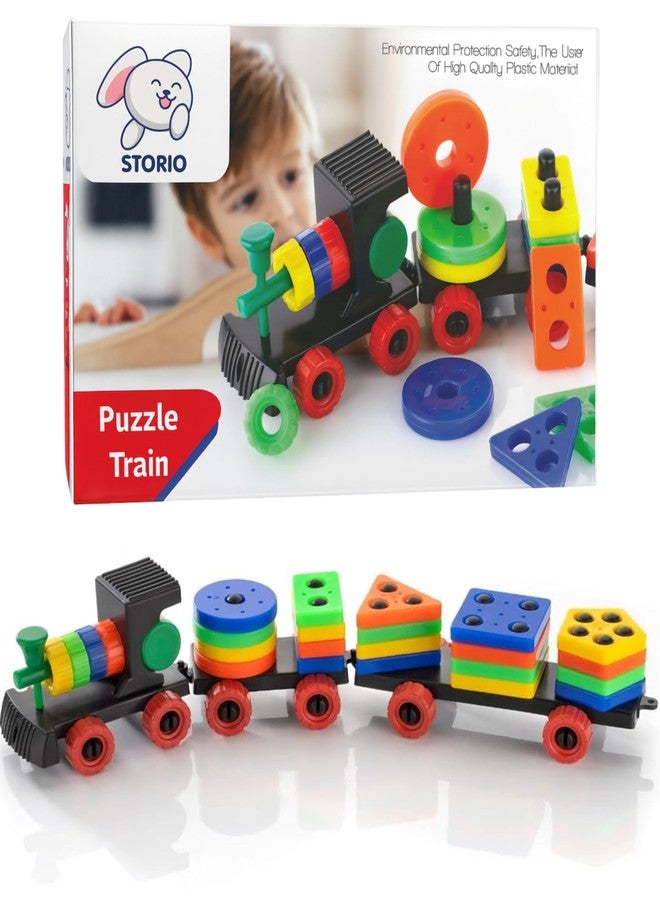 Storio Shape Sorting Stacking Train Toy for Kids | Montessori Educational Toy with Colorful Blocks | Shape Sorter Train for Toddlers | STEM Learning Preschool (Ages 3+) - Image 1